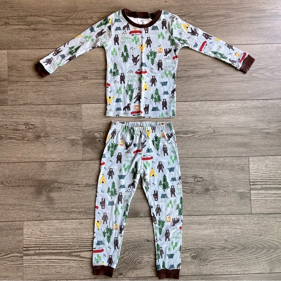 Carter’s Toddler Boy Camping Light Blue & Brown 2 Piece Long Sleeve Pajama Set - Picture 1 of 5